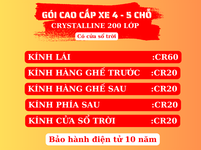 GÓI CAO CẤP Có cửa sổ trời