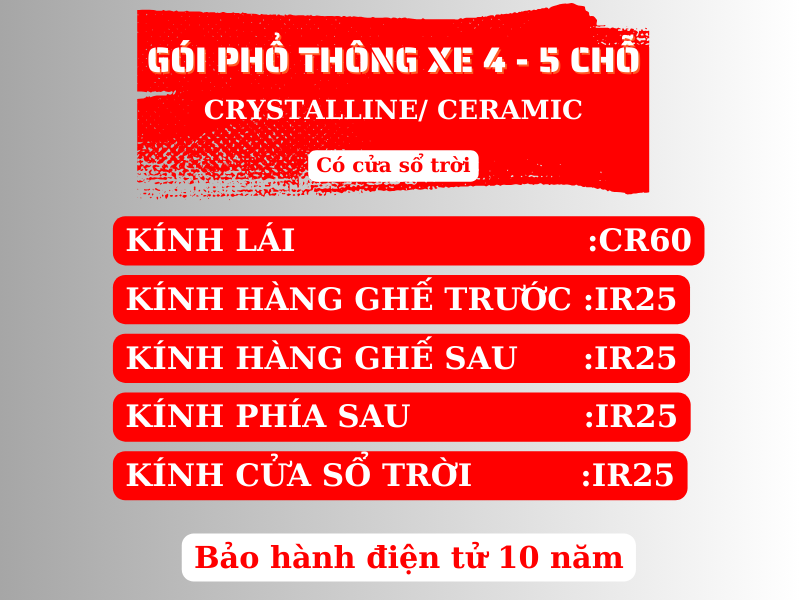 GÓI PHỔ THÔNG có cửa sổ trời